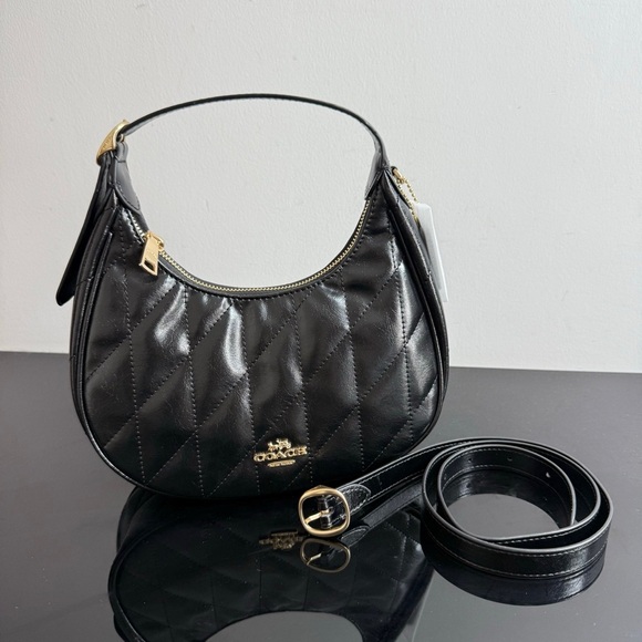 Coach Signature Crescent Bag Brown Shoulder Crossbody